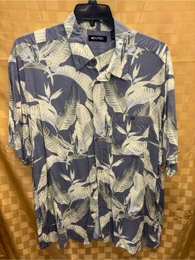 Puritan Blue and White Tropical Camp Shirt